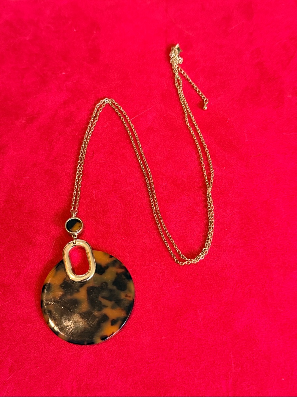 Gold-Tone Chain with Tortoiseshell Disc Pendant
